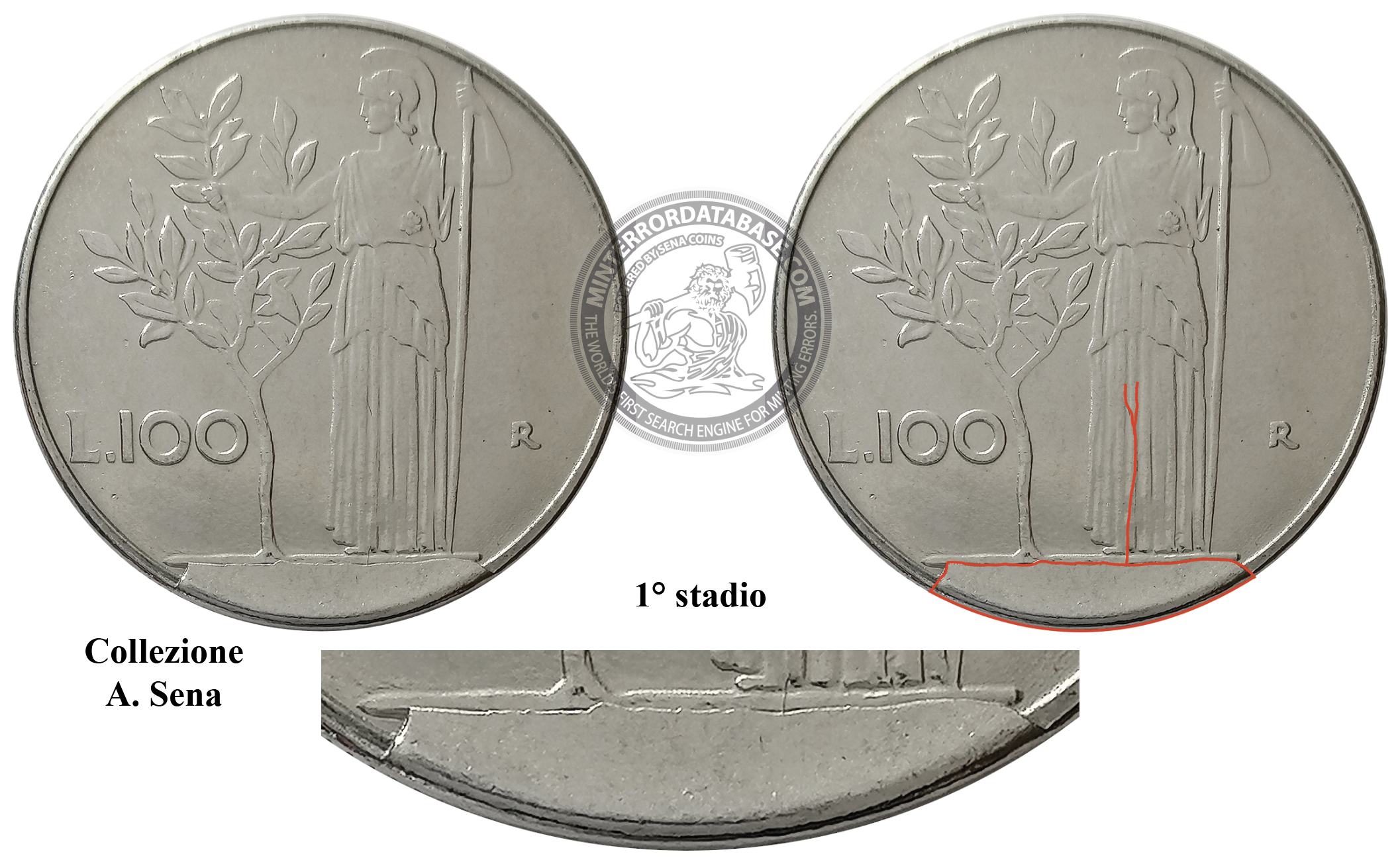 100 lire senza data primo stadio