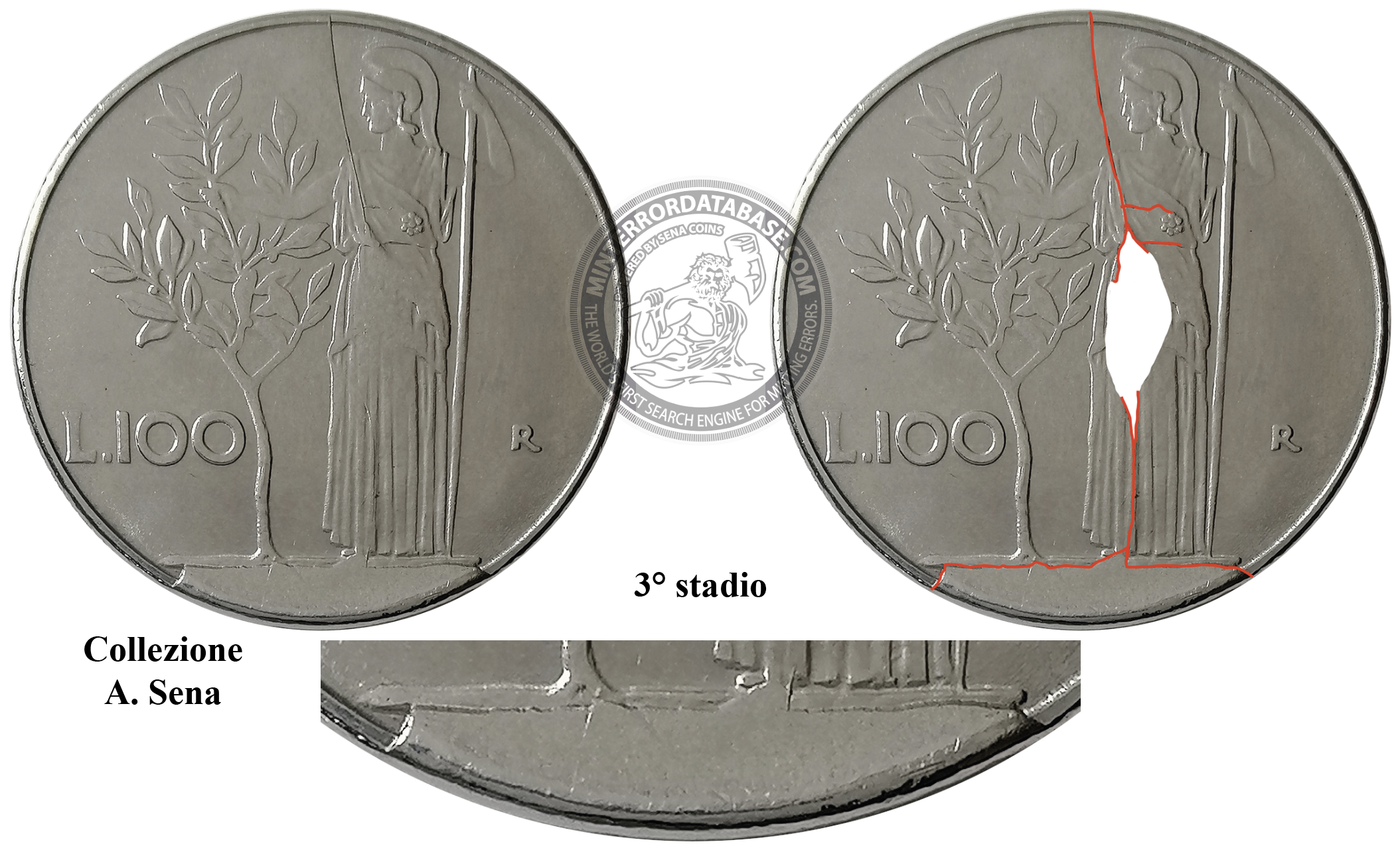 100 lire senza data terzo stadio